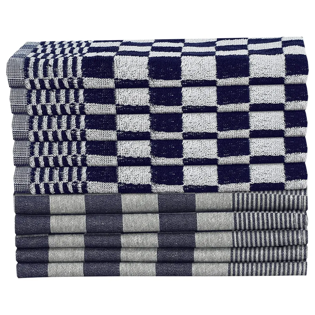 20 Piece Towel Set Blue and White Cotton