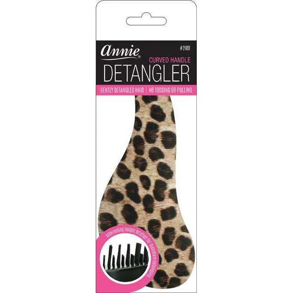 Annie Curved Handled Grip Detangler Brush Leopard
