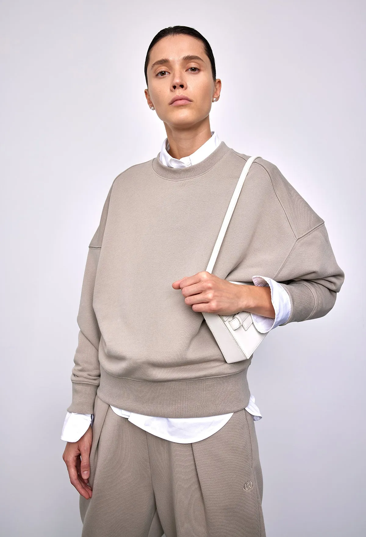 Basic R Zip-up Sweatshirt In Moca Beige