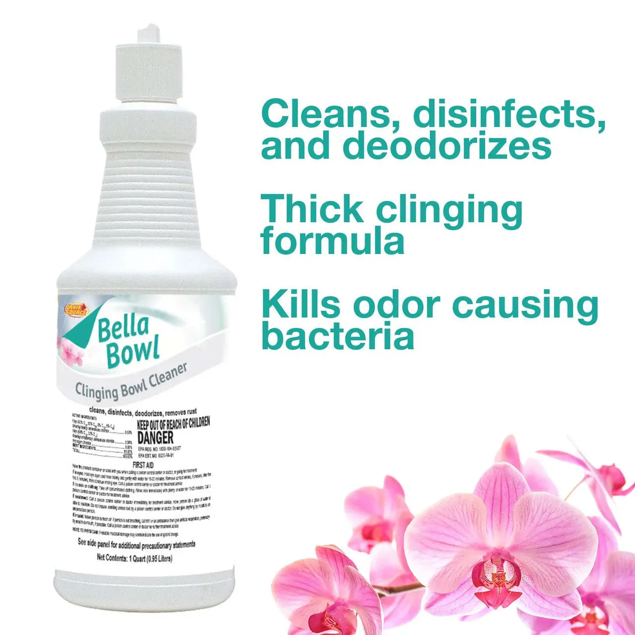 BellaBowl Clinging Toilet Bowl Cleaner & Disinfectant, 1 Quart