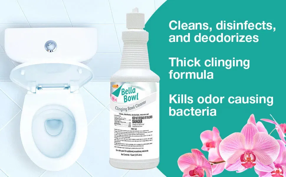 BellaBowl Clinging Toilet Bowl Cleaner & Disinfectant, 1 Quart