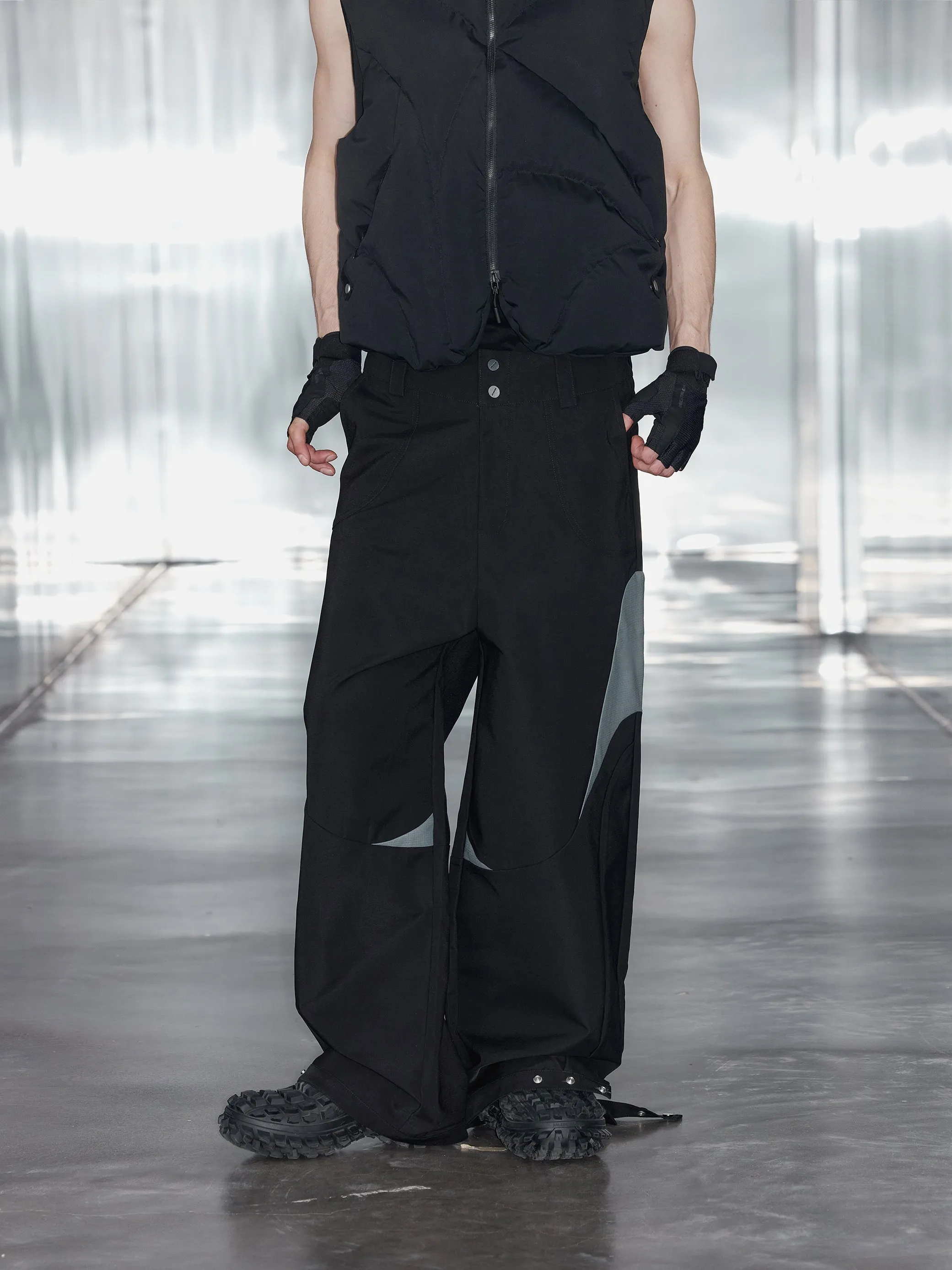 Contrast color splicing casual pants