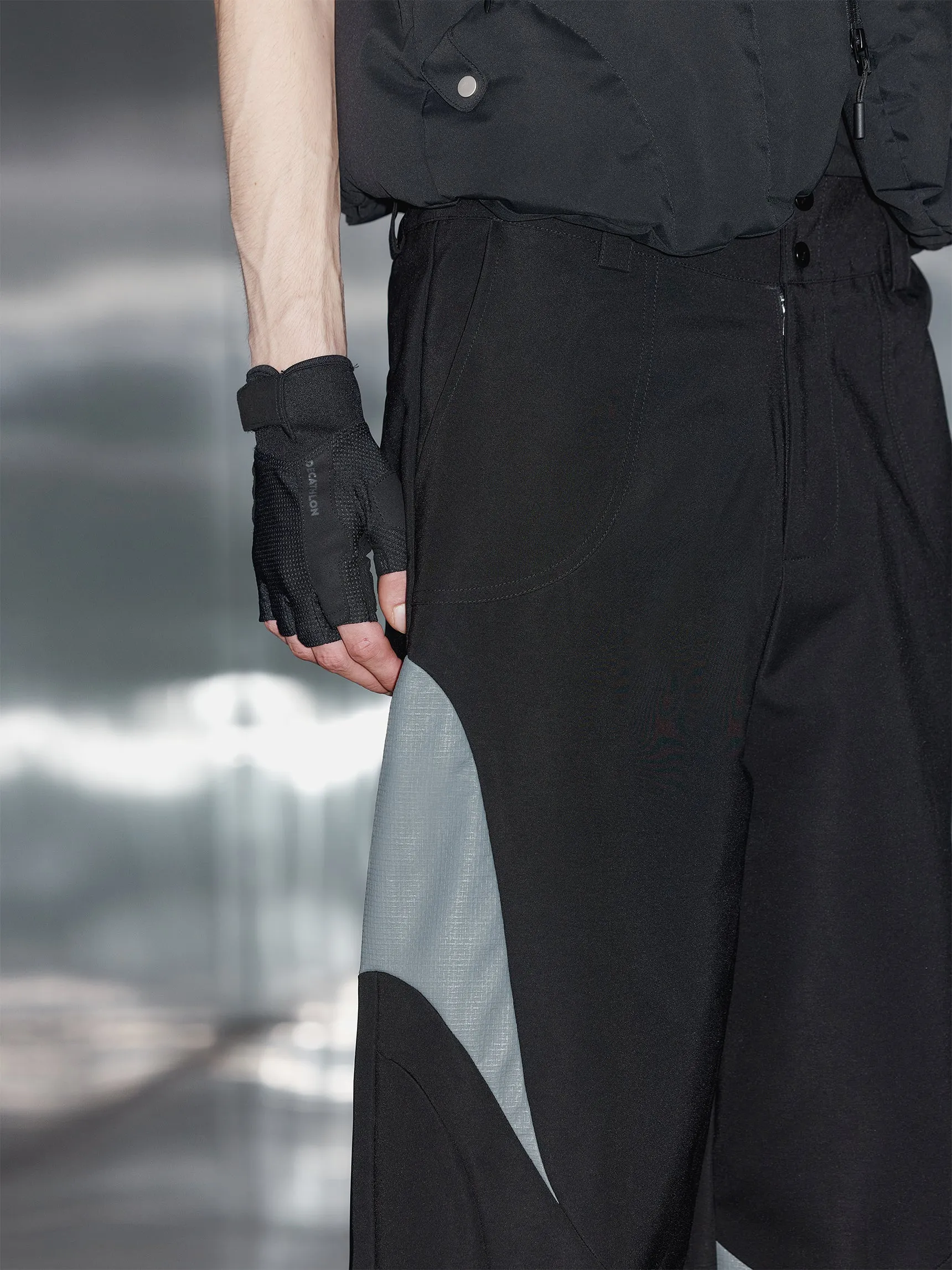 Contrast color splicing casual pants