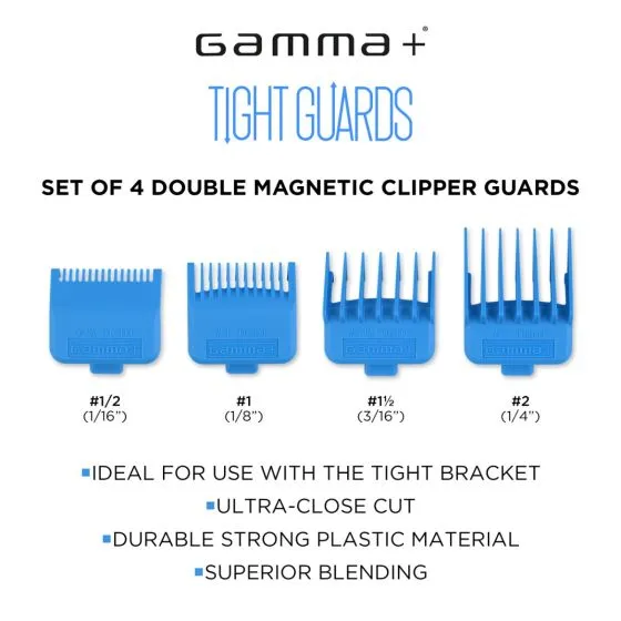 Gamma  Double Magnetic Tight Guards Cyan Blue (4 Pack)