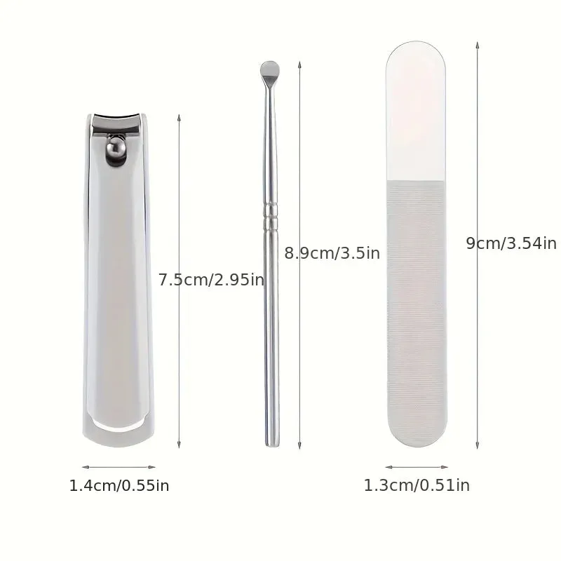 High quality manicure set 3pcs/set Nail Clippers Set Fingernail & Toenail Cutter Splash-proof Nail Scissor Manicure Tool