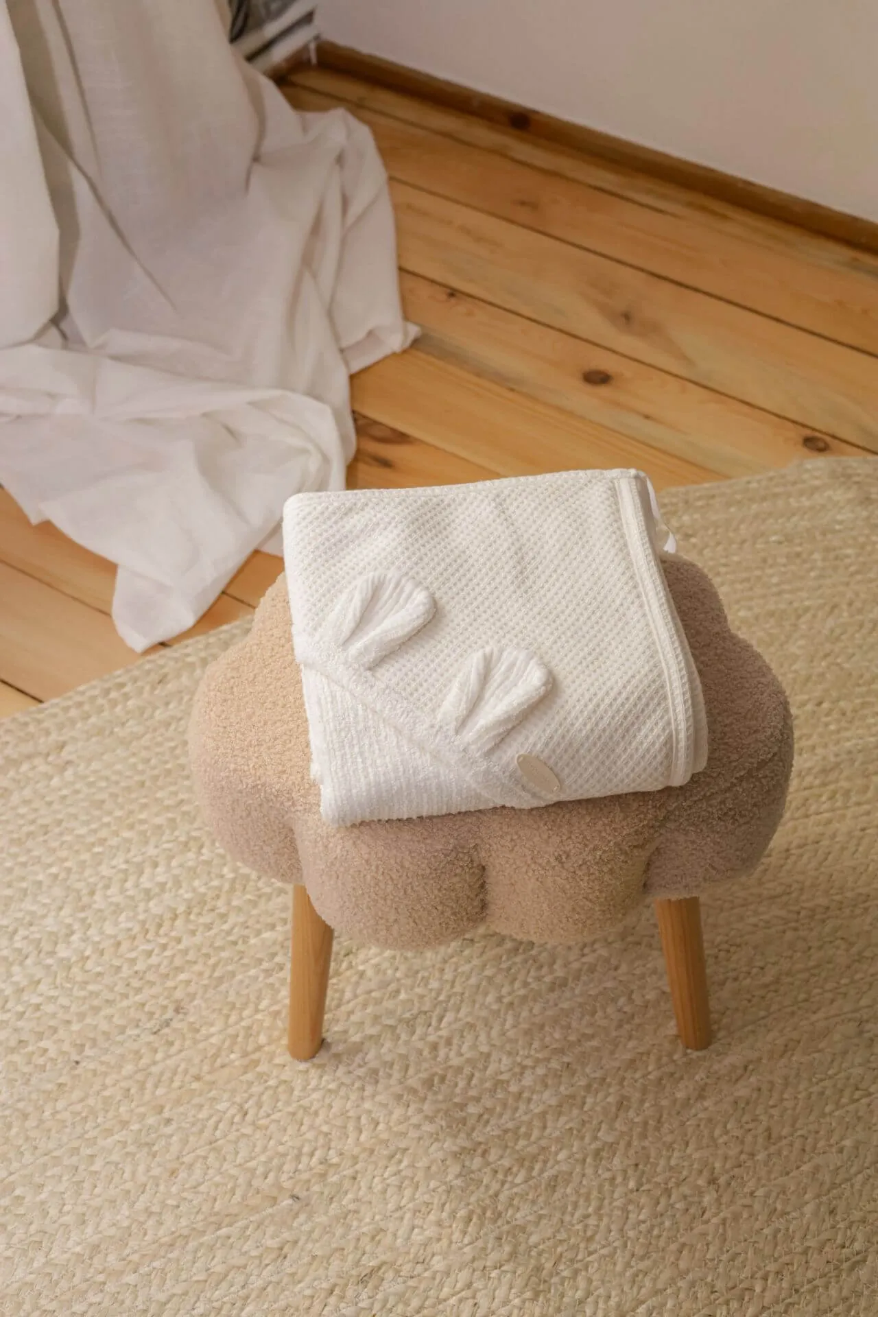 Hooded Baby Towel - Soft Cotton Terry - Cream