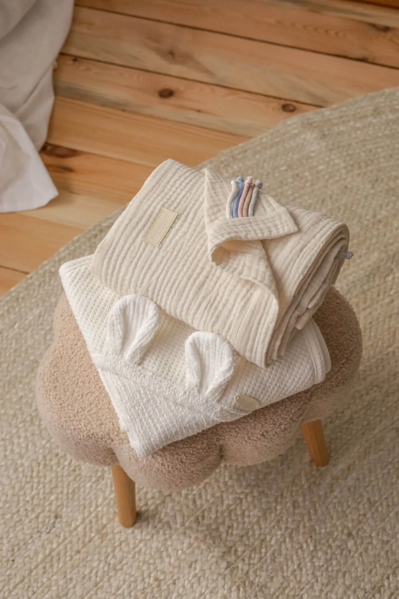 Hooded Baby Towel - Soft Cotton Terry - Cream