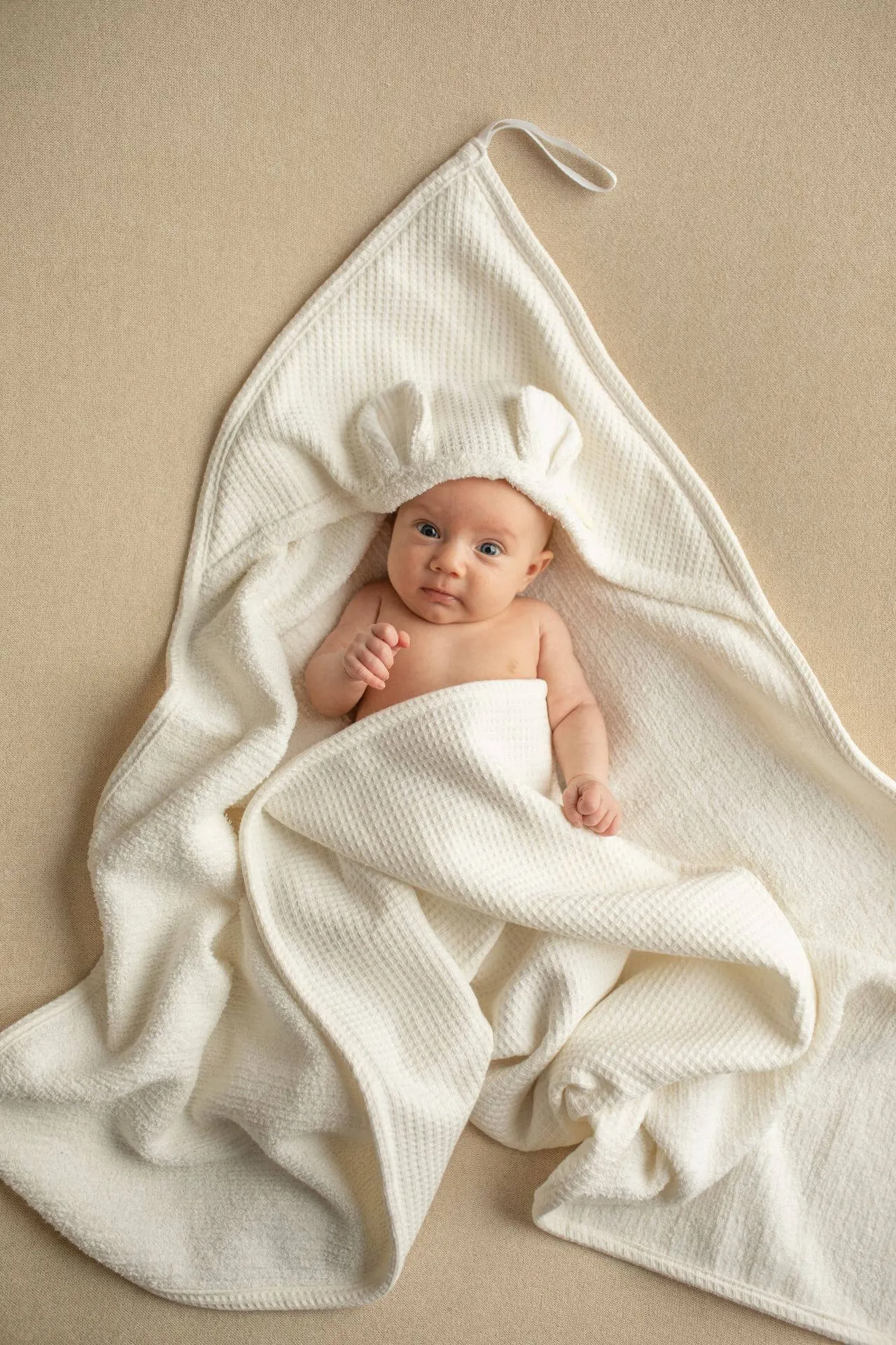 Hooded Baby Towel - Soft Cotton Terry - Cream