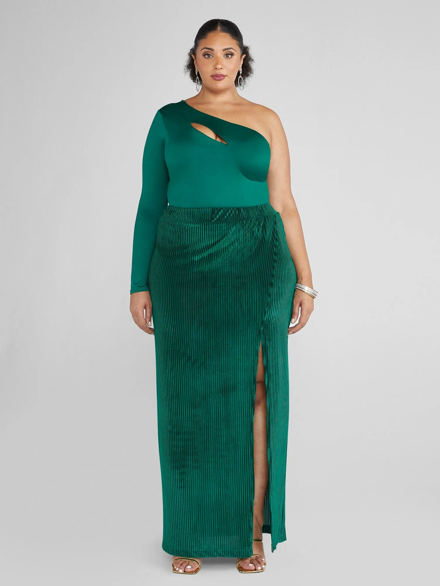 Kensie High Slit Velvet Maxi Skirt