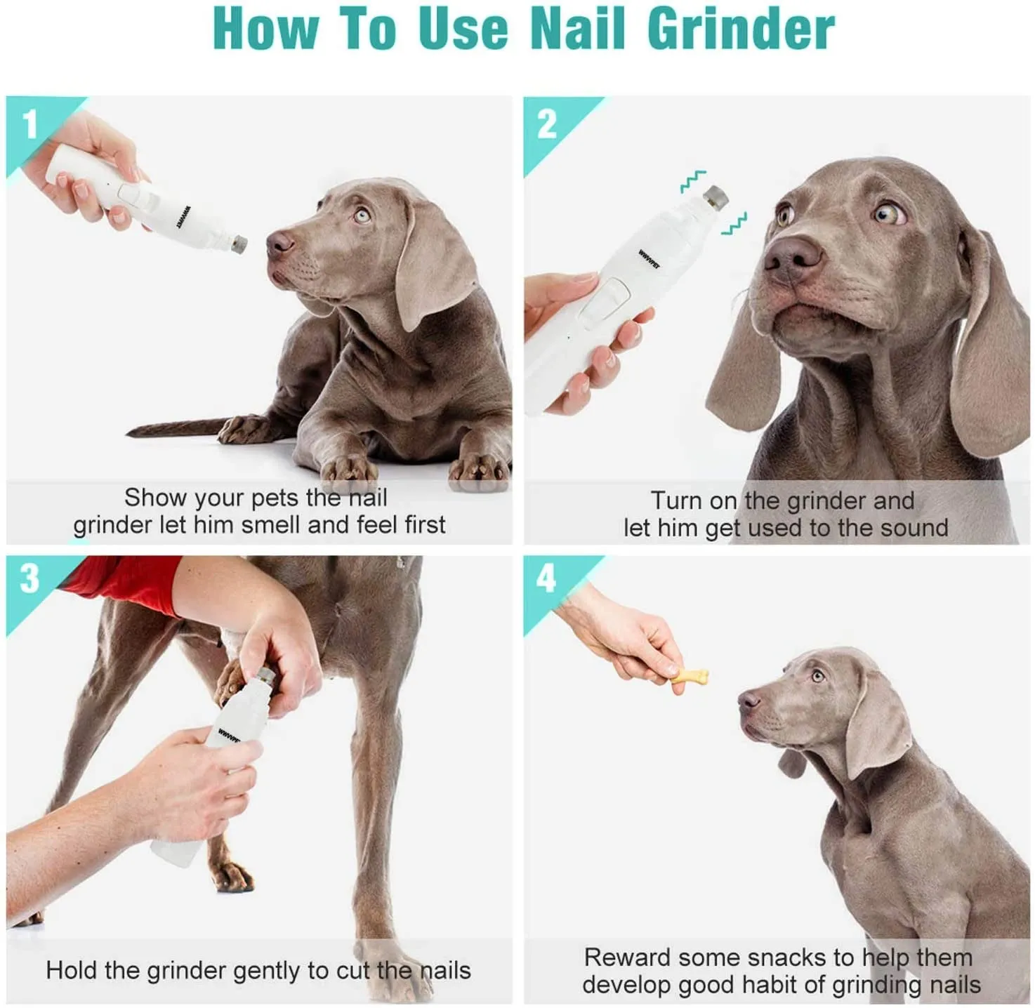 LED Pet Nail Grinder: Low Noise, 2-Speed