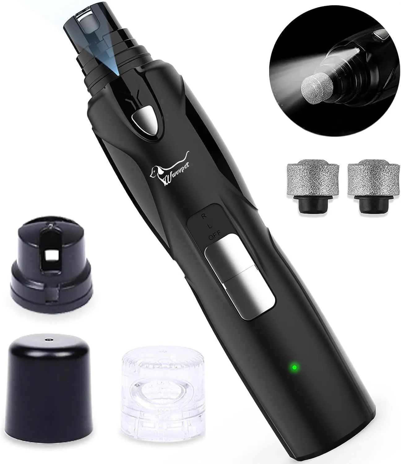 LED Pet Nail Grinder: Low Noise, 2-Speed