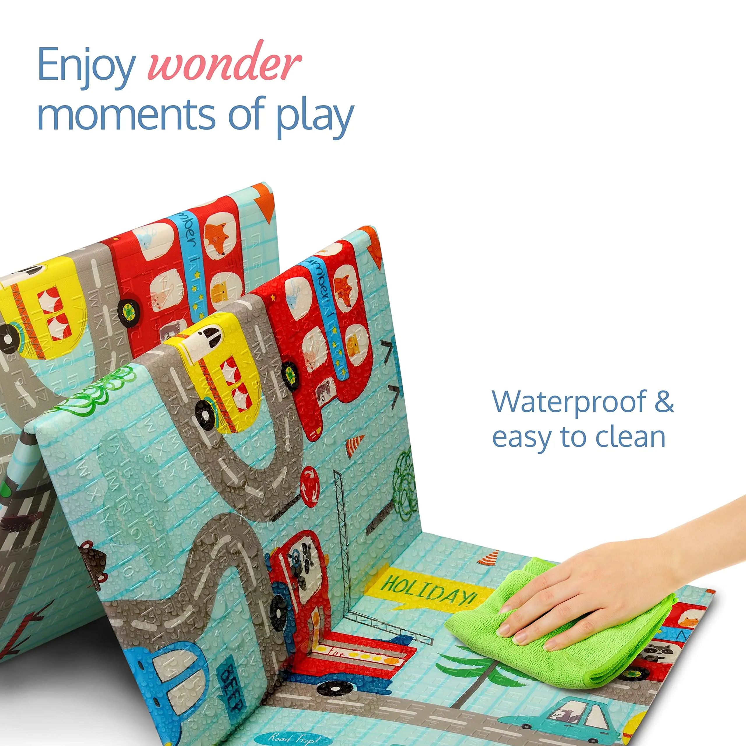 LuvLap Cityscape Double Sided Water Proof Baby Play Mat, Multicolor,Reversible Play mats for Kids, Baby Carpet,for Crawling Baby, Extra Large Size, 6'5" x 4'10" (195.5cmx147cm), 0.3" (0.8cm) Thick