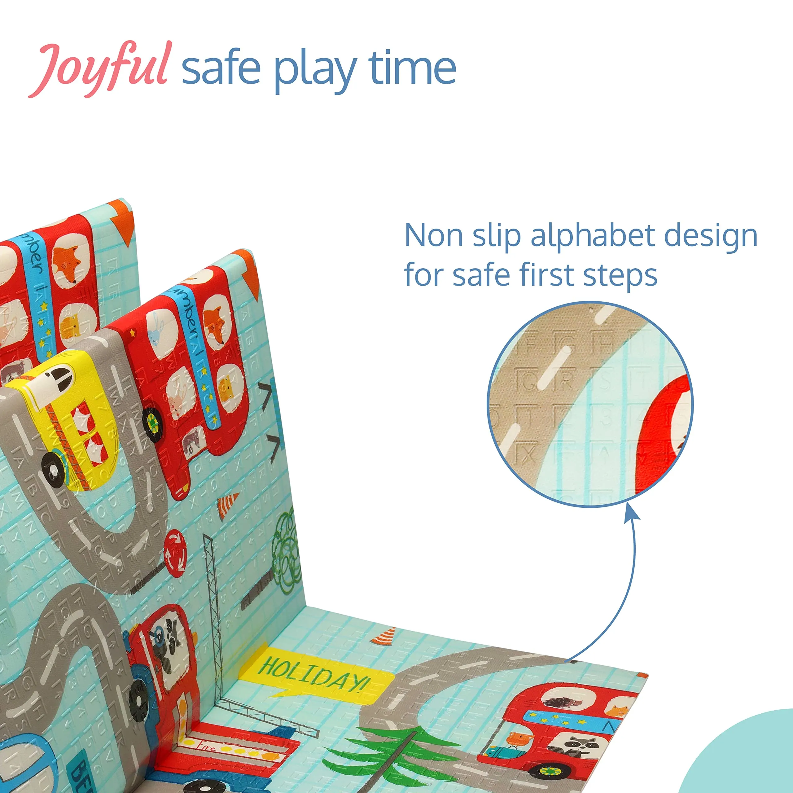 LuvLap Cityscape Double Sided Water Proof Baby Play Mat, Multicolor,Reversible Play mats for Kids, Baby Carpet,for Crawling Baby, Extra Large Size, 6'5" x 4'10" (195.5cmx147cm), 0.3" (0.8cm) Thick