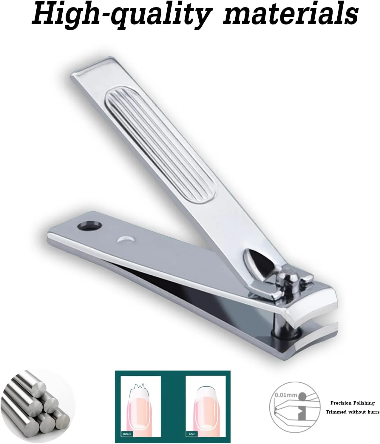 Nail Clipper Set, 6 Pcs - Toenail Clippers, Stainless Steel Fingernail Clipper, and PU Leather Manicure Set (Black)