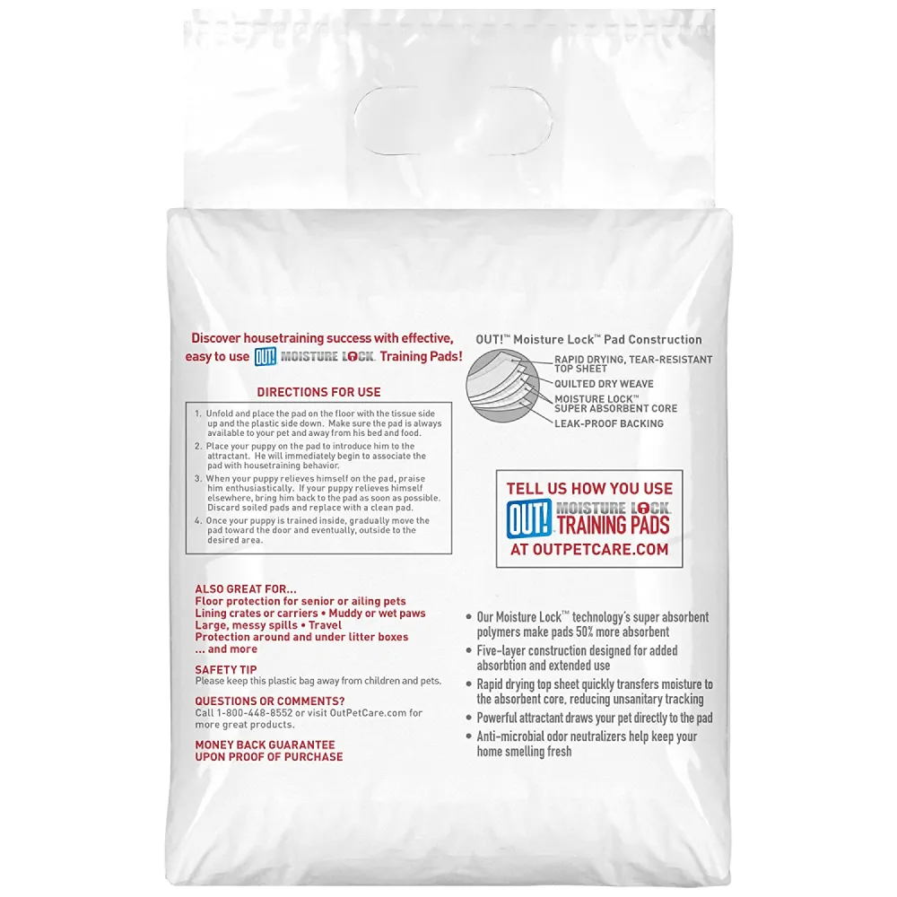 OUT! Moisture Locking Training Pads for Dogs (56x56cm)
