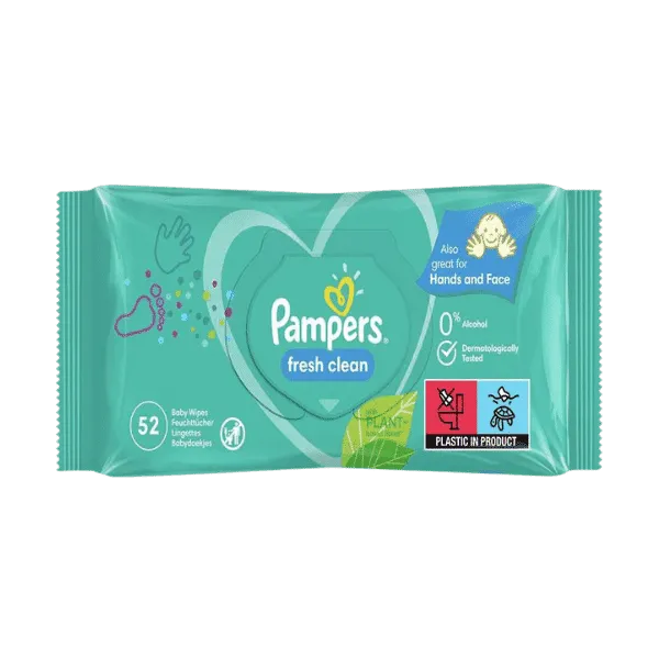 PAMPERS FRESH CLEAN BABY WIPES 52PCS
