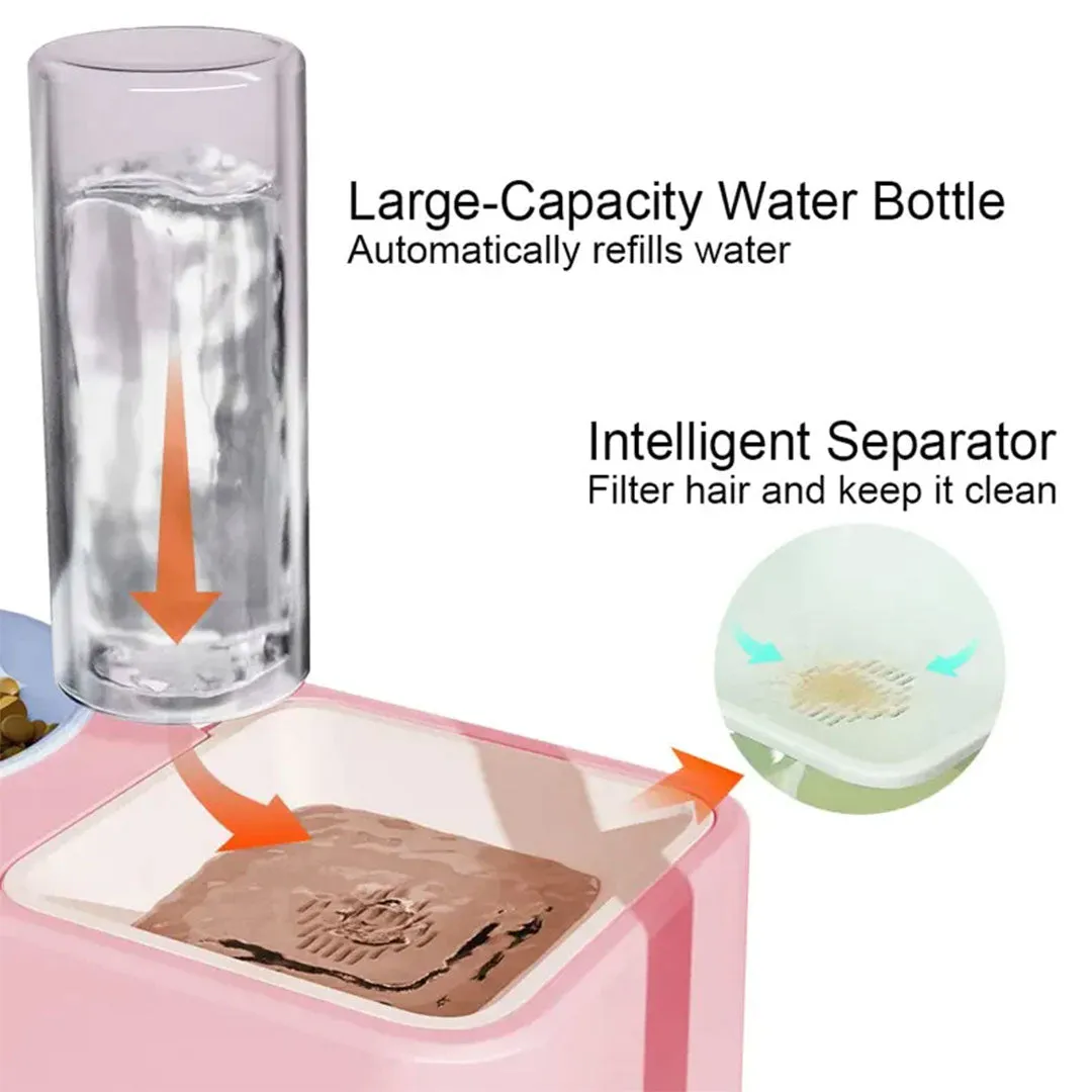 PetAffairs Raised Double Pet Bowl with Detachable Water Dispenser