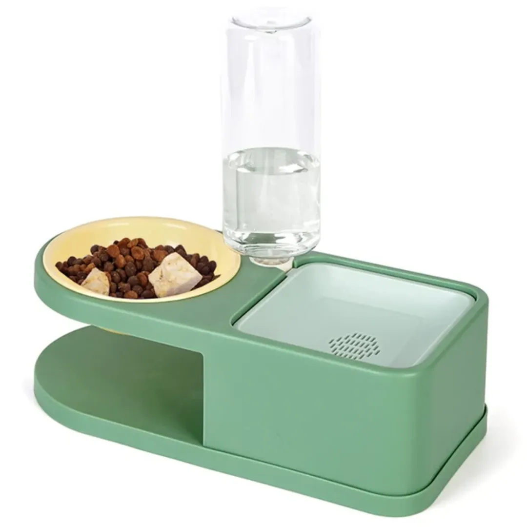 PetAffairs Raised Double Pet Bowl with Detachable Water Dispenser