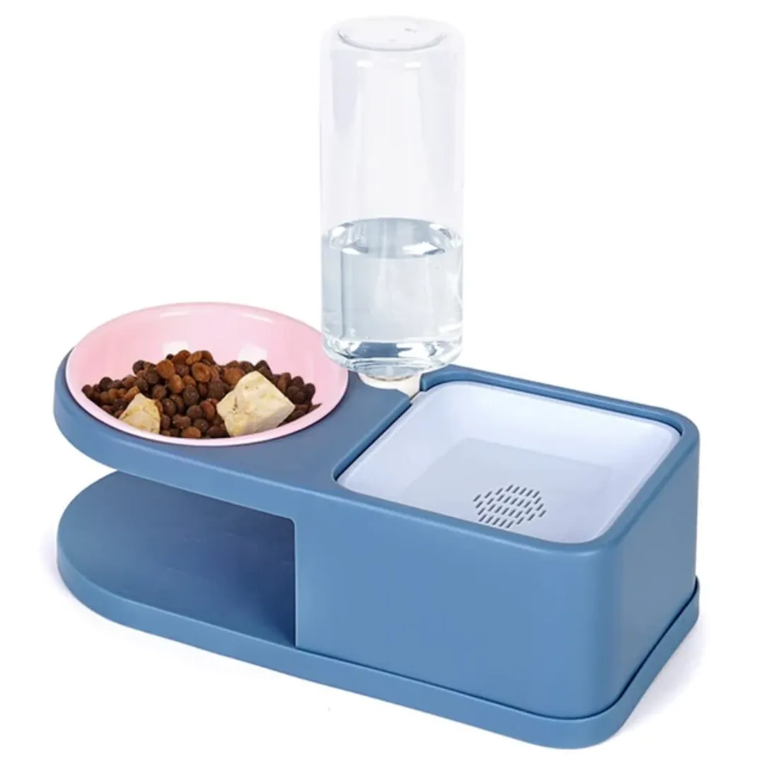 PetAffairs Raised Double Pet Bowl with Detachable Water Dispenser