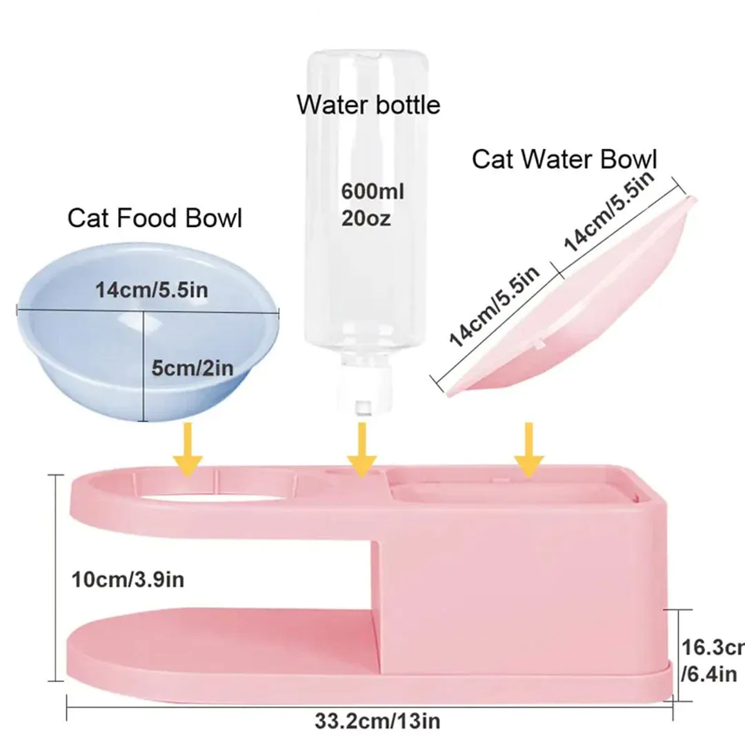 PetAffairs Raised Double Pet Bowl with Detachable Water Dispenser