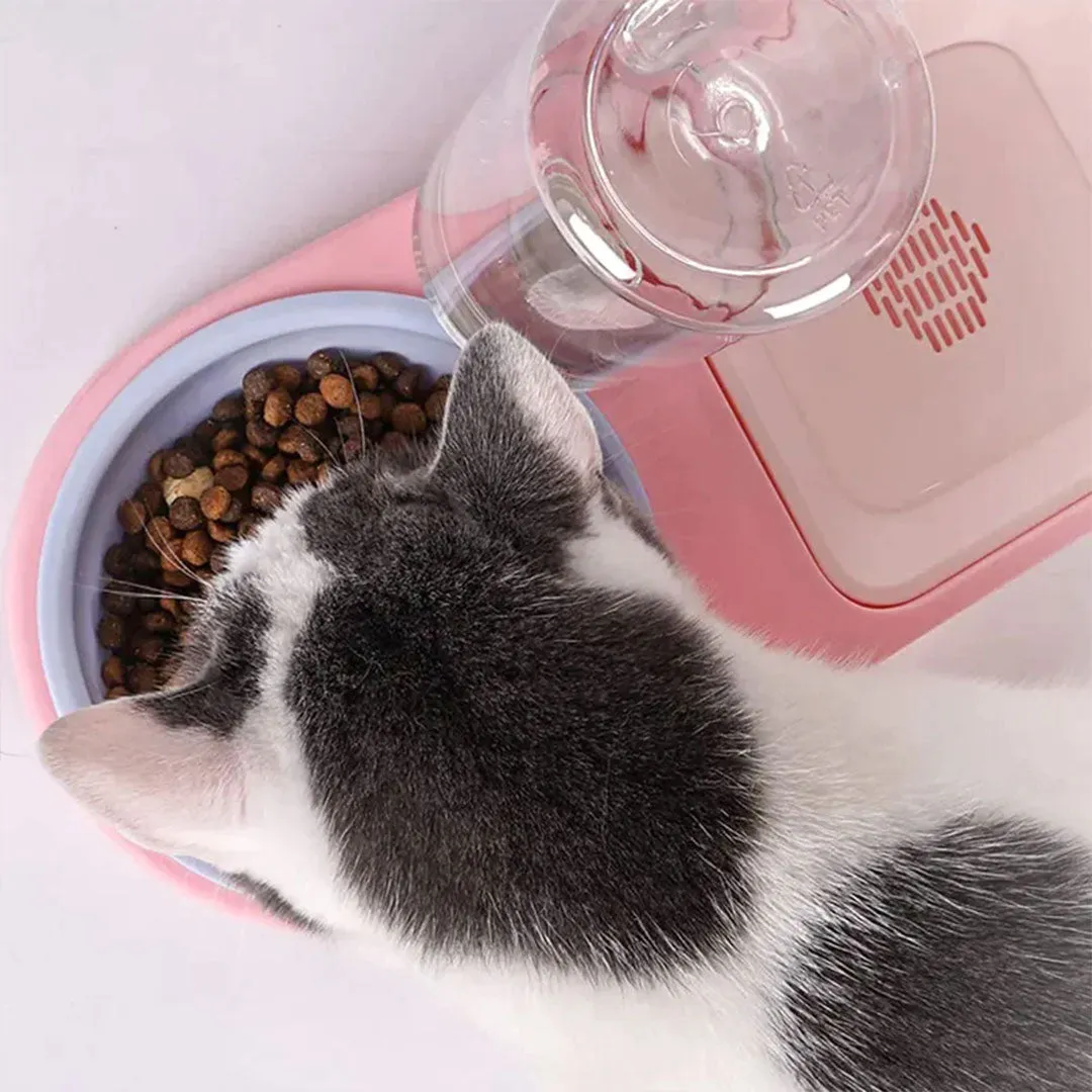 PetAffairs Raised Double Pet Bowl with Detachable Water Dispenser