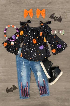 Polka Dot Ghost Denim Pant Set