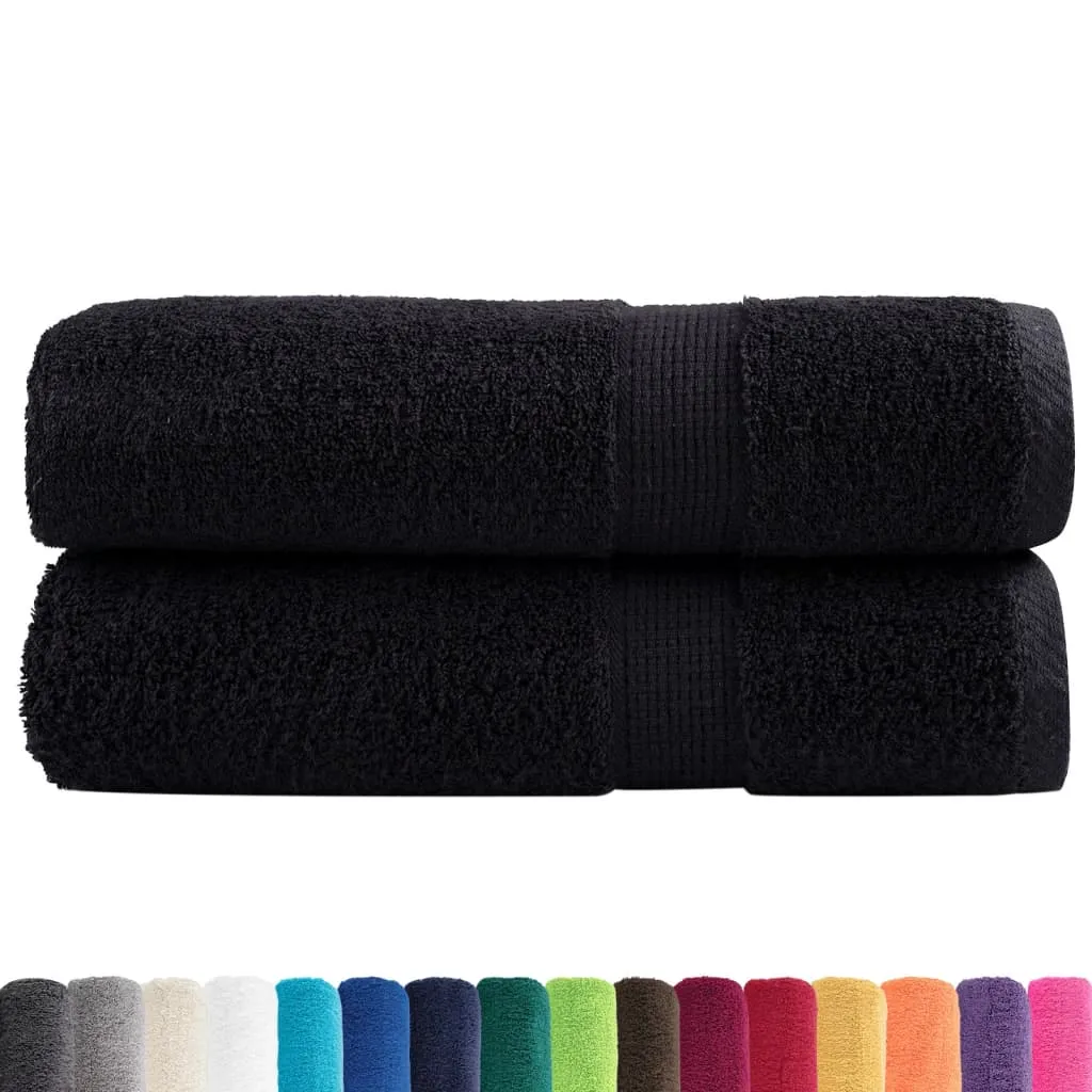 Premium Hand Towels 2 pcs Black 50x100 cm 600 gsm 100% Cotton