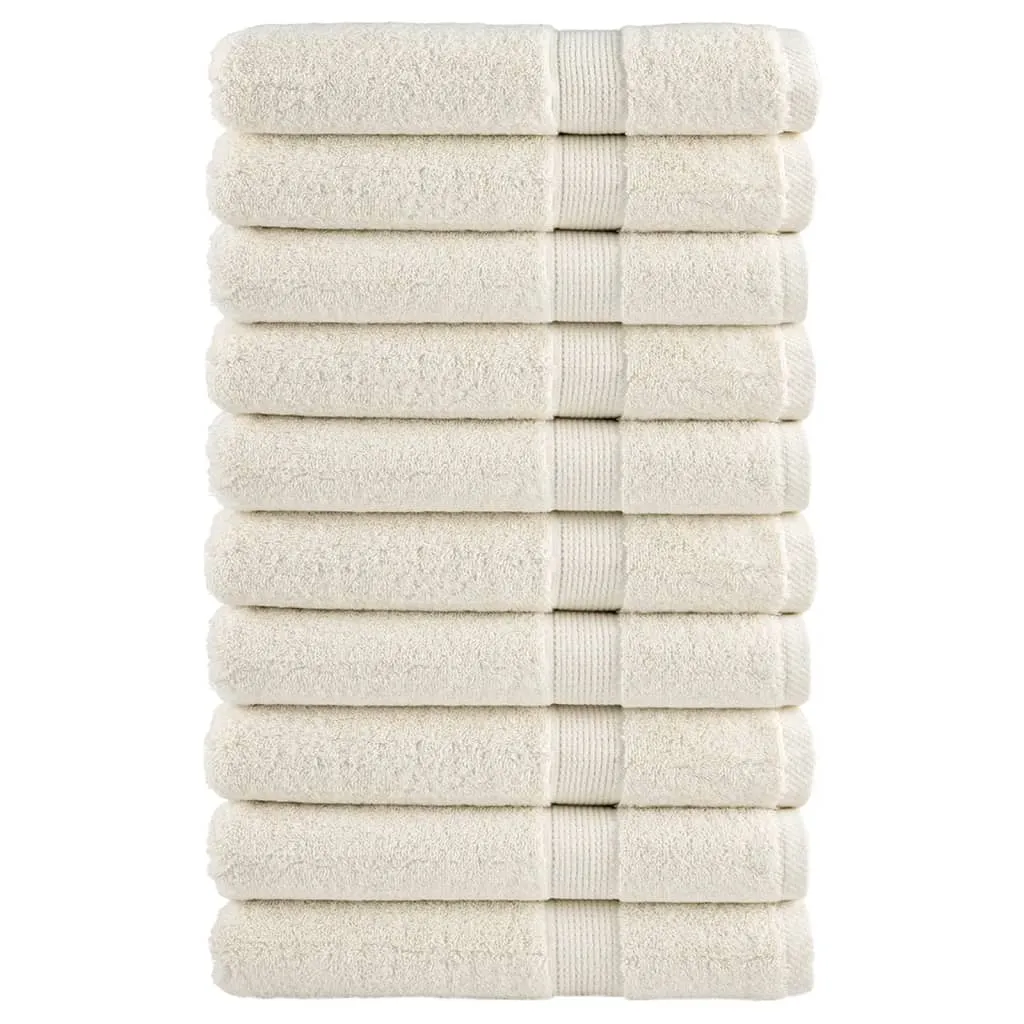 Premium Towels 10 pcs Cream 100x200 cm 600 gsm 100% Cotton