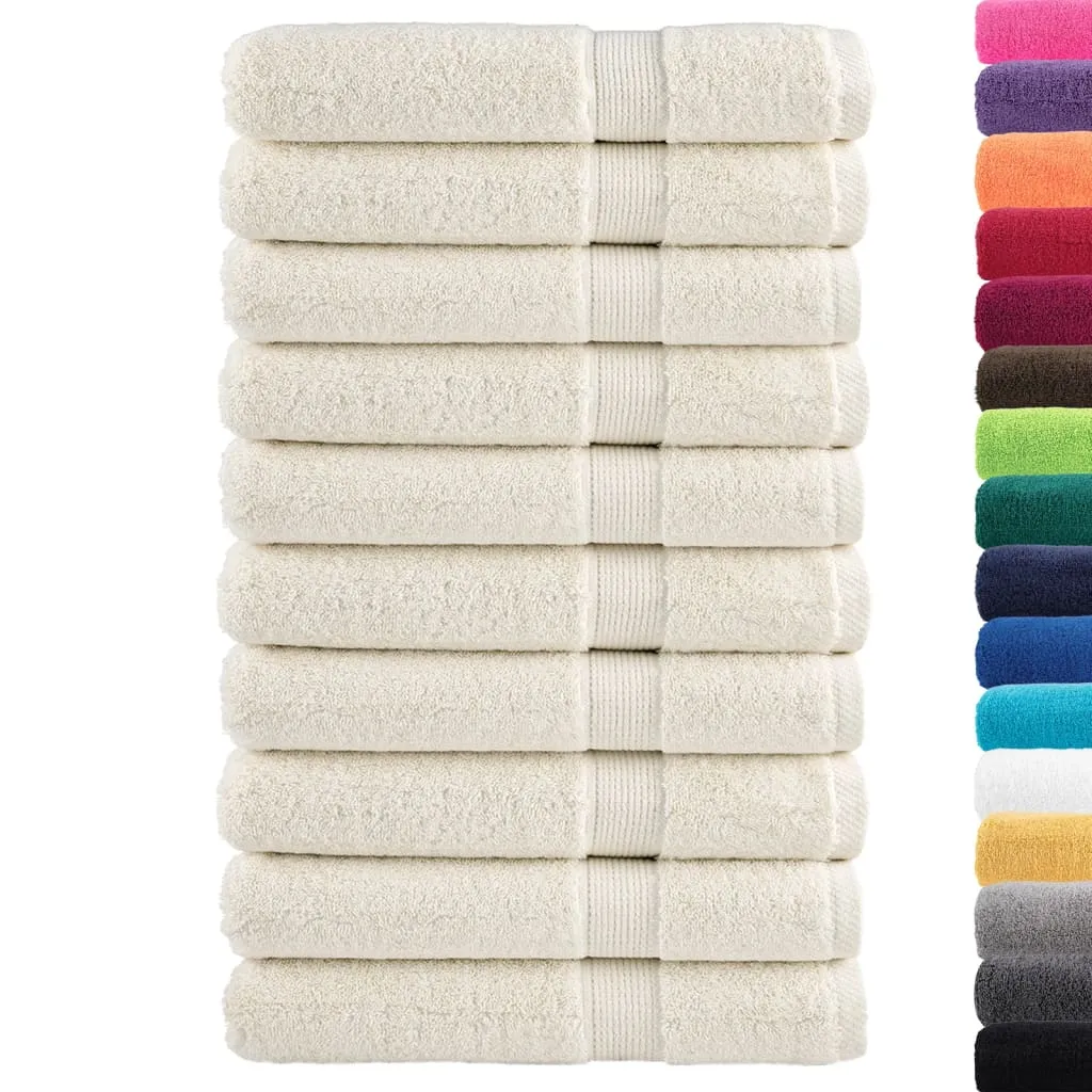 Premium Towels 10 pcs Cream 100x200 cm 600 gsm 100% Cotton