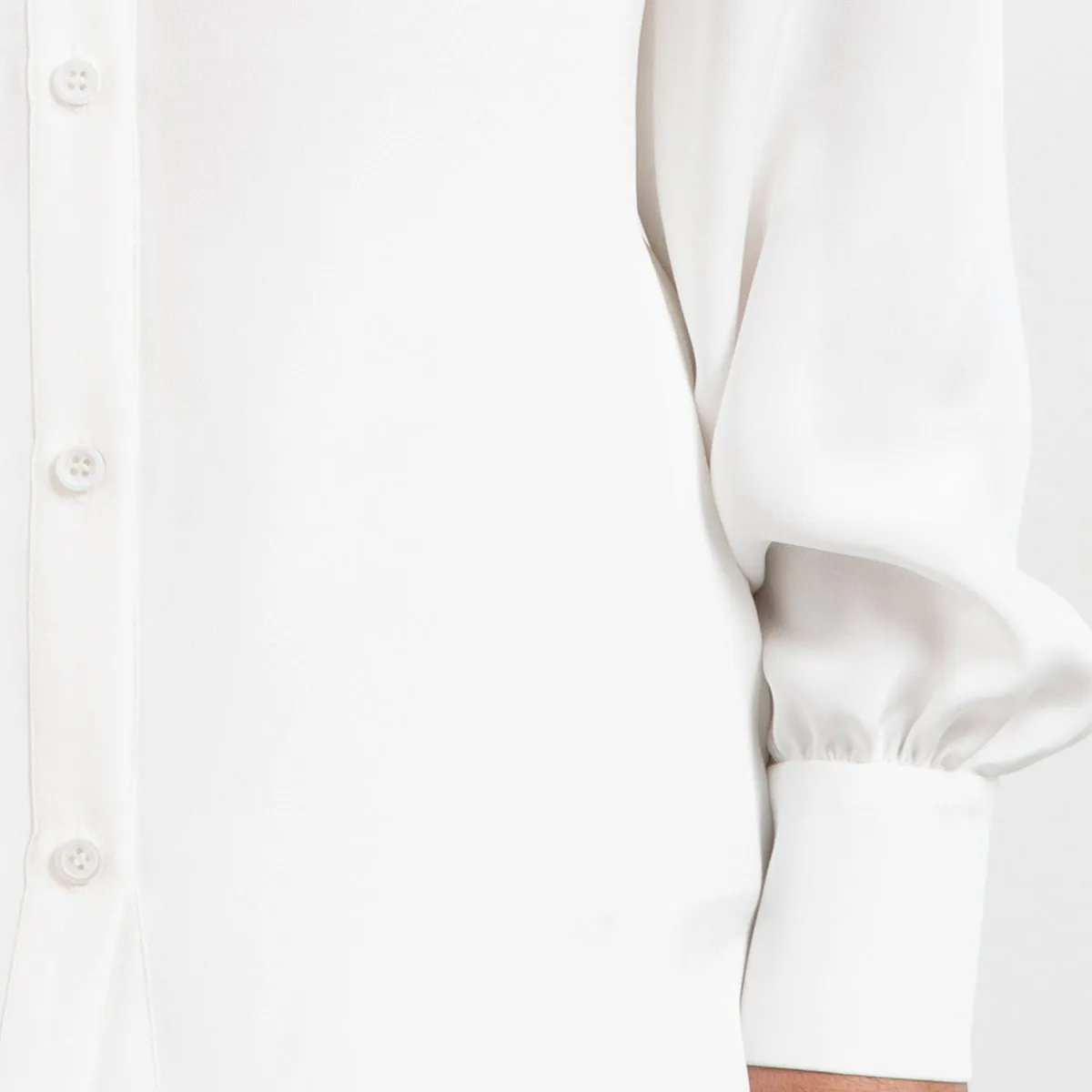 Puff Sleeve Silk Crepe Shirt