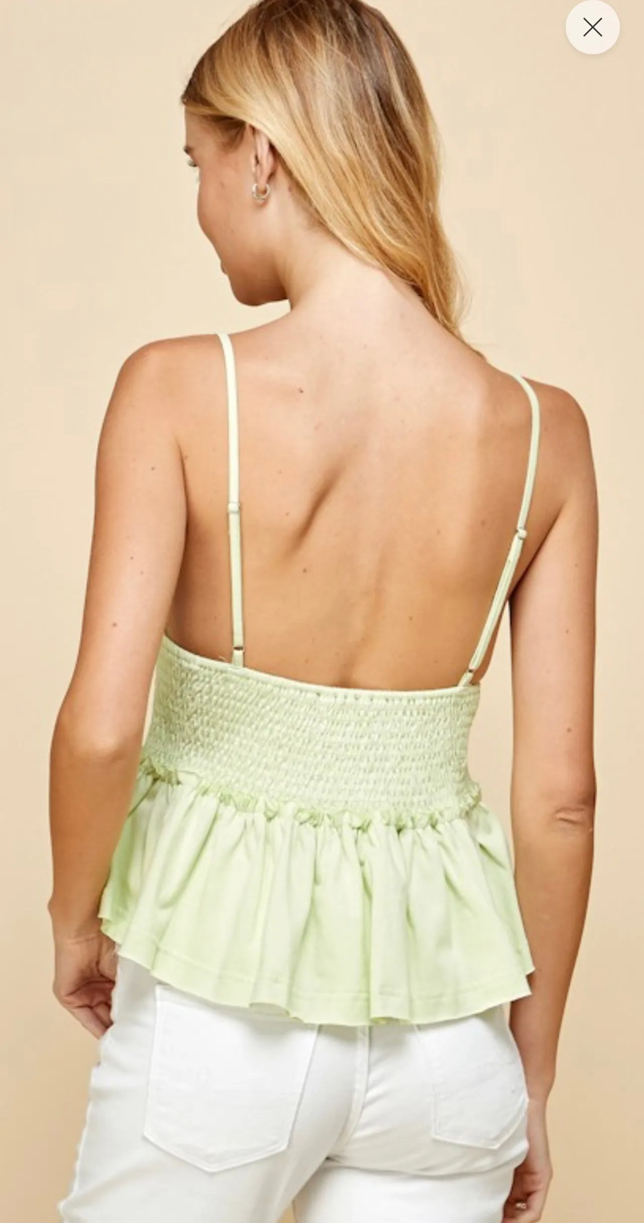 Smocked Waist Cami Tank Top Lime