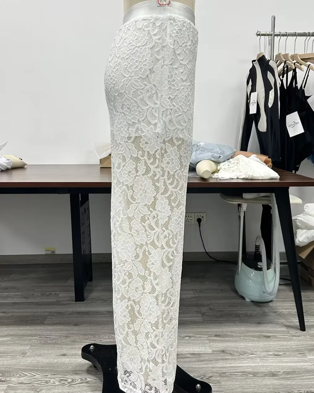 Women’s See-Through White Lace Trousers